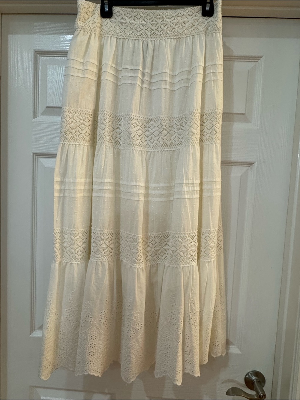NEW Embroidered Eyelet Maxi Skirt- Ecru - Picture 12 of 14